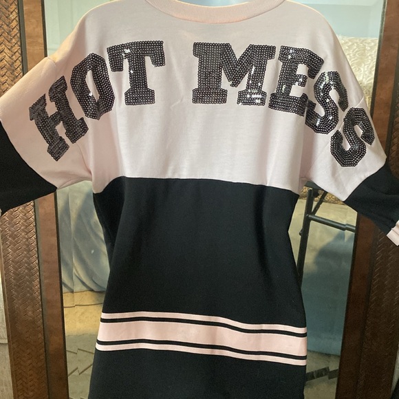 Hot Mess bling sweatshirt. Small. Pink and black. - Picture 3 of 5